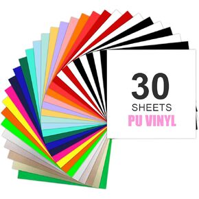 HTV Heat Transfer Vinyl ، 30pcs 12 "× 12" حزمة PU Vinyl ، لجميع Machine Machine PU HTV قوي ، تصاميم لفينيل نقل الحرارة DIY ، 27 لونًا لإثراء مساحة التصميم.