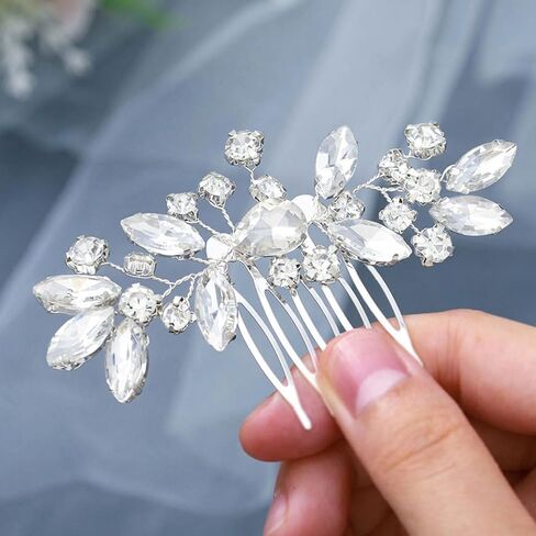 Foyte Crystal Wedding Hair Comb Rhinestone Headpieces Leaf Bride Hair Pieces Bridesmaid Side Hair Combs for Women and Girls (gold) in Kuwait