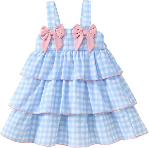 Baby Girl Summer Dress Toddler Girls Clothes Strap Backless Ruffle Plaid Dresses in Kuwait