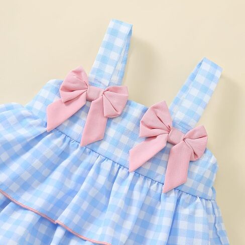 Baby Girl Summer Dress Toddler Girls Clothes Strap Backless Ruffle Plaid Dresses in Kuwait