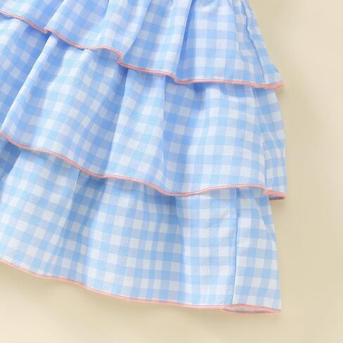 Baby Girl Summer Dress Toddler Girls Clothes Strap Backless Ruffle Plaid Dresses in Kuwait