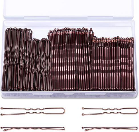 Tsmaddts 200pcs بوبي دبابيس دبابيس الشعر على شكل بني على شكل الكعك الفتيات مع صندوق التخزين ، 2.4in و 2in in Kuwait