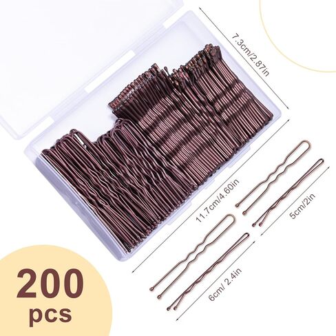 Tsmaddts 200pcs بوبي دبابيس دبابيس الشعر على شكل بني على شكل الكعك الفتيات مع صندوق التخزين ، 2.4in و 2in in Kuwait