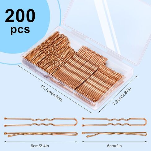 Tsmaddts 200pcs بوبي دبابيس دبابيس الشعر على شكل بني على شكل الكعك الفتيات مع صندوق التخزين ، 2.4in و 2in in Kuwait