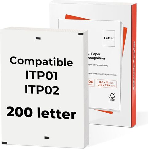 MUNBYN Thermal Printer Paper 8.5 x 11 Inch, US Letter Size Thermal Paper 100 Sheets, Compatible with ITP02 and ITP01, Continual Feeding Thermal Paper in Kuwait