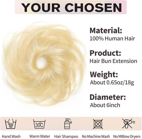 isheeny Messy Bun Hair Piece Children Natural Curly Updo Extension with Elastic Band for Girls - 100% Real Human Hair Tousled Bun Hairstyle - Ponytail Extensions Included Blond 2PCS in Saudi Arabia