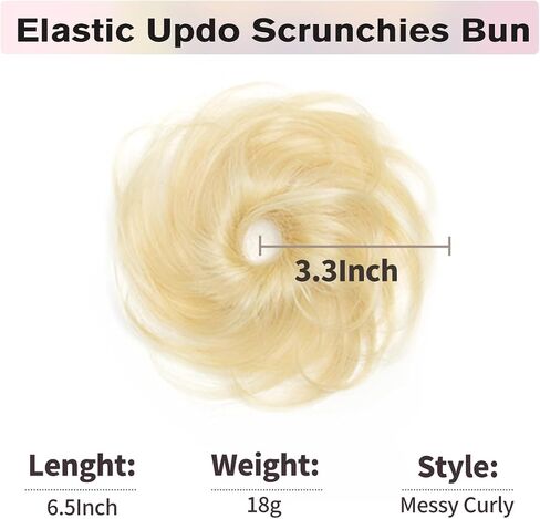 isheeny Messy Bun Hair Piece Children Natural Curly Updo Extension with Elastic Band for Girls - 100% Real Human Hair Tousled Bun Hairstyle - Ponytail Extensions Included Blond 2PCS in Saudi Arabia