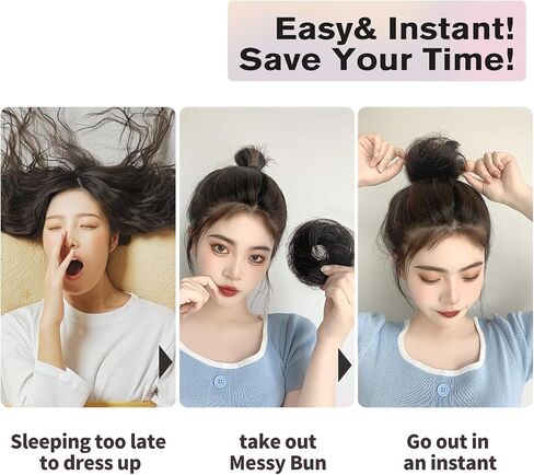 isheeny Messy Bun Hair Piece Children Natural Curly Updo Extension with Elastic Band for Girls - 100% Real Human Hair Tousled Bun Hairstyle - Ponytail Extensions Included Blond 2PCS in Saudi Arabia