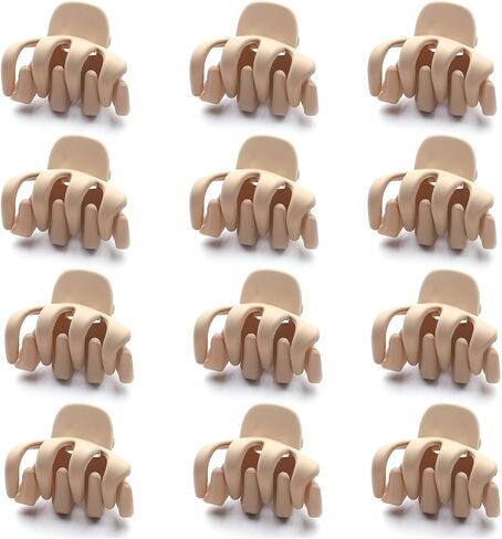 Cobahom 12 Pack Small Hair Claw Clips 1.2 Inch Matte No-Slip Mini Hair Clips for Thin Hair Styling Accessories for Women and Girls (Apricot) in Saudi Arabia