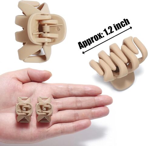 Cobahom 12 Pack Small Hair Claw Clips 1.2 Inch Matte No-Slip Mini Hair Clips for Thin Hair Styling Accessories for Women and Girls (Apricot) in Saudi Arabia