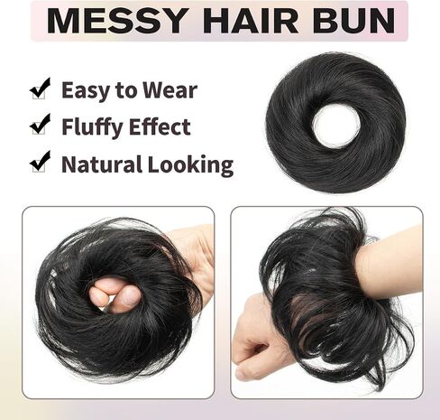isheeny Messy Bun Hair Piece Children Natural Curly Updo Extension with Elastic Band for Girls - 100% Real Human Hair Tousled Bun Hairstyle - Ponytail Extensions Included Blond 2PCS in Saudi Arabia