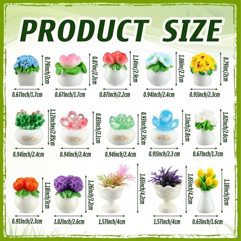 30 Pcs Miniature Potted Plants Dollhouse Accessories Mini Artificial Plant Flowers Tiny Greenery Cactus Figurines for Dollhouse Decoration Gift DIY Garden Bonsai Micro Landscape Decors in Saudi Arabia