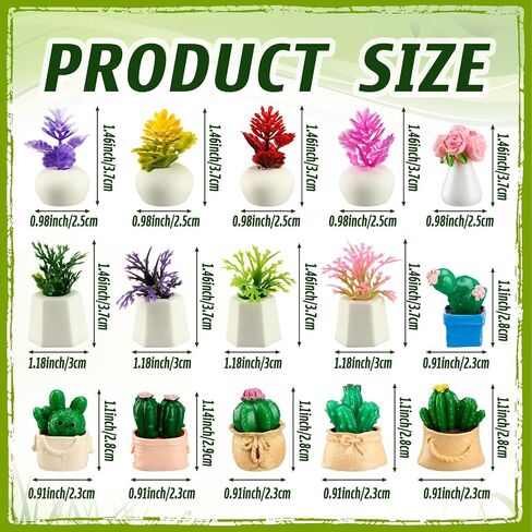 30 Pcs Miniature Potted Plants Dollhouse Accessories Mini Artificial Plant Flowers Tiny Greenery Cactus Figurines for Dollhouse Decoration Gift DIY Garden Bonsai Micro Landscape Decors in Saudi Arabia