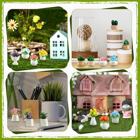 30 Pcs Miniature Potted Plants Dollhouse Accessories Mini Artificial Plant Flowers Tiny Greenery Cactus Figurines for Dollhouse Decoration Gift DIY Garden Bonsai Micro Landscape Decors in Saudi Arabia