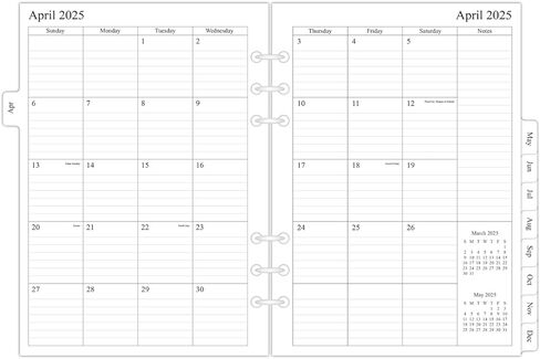 newestor 2024-2025 إعادة تعبئة المخطط الشهري لملف A5، صفحتين في الشهر، 18 شهرًا من يوليو 2024 - ديسمبر 2025، 5.6 بوصة × 8.25 بوصة، 6 فتحات مثقوبة in Kuwait