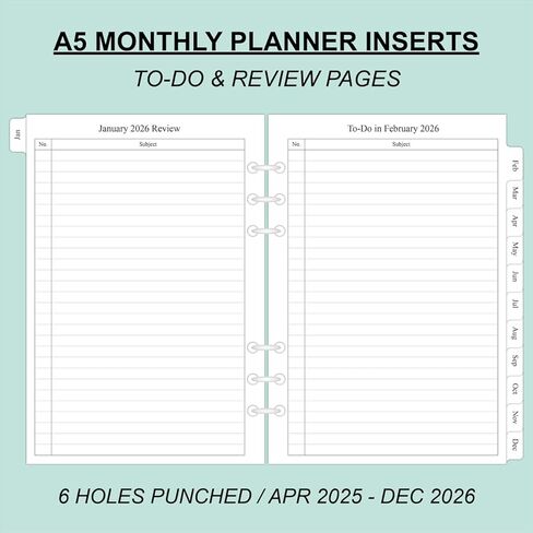 newestor 2024-2025 إعادة تعبئة المخطط الشهري لملف A5، صفحتين في الشهر، 18 شهرًا من يوليو 2024 - ديسمبر 2025، 5.6 بوصة × 8.25 بوصة، 6 فتحات مثقوبة in Kuwait