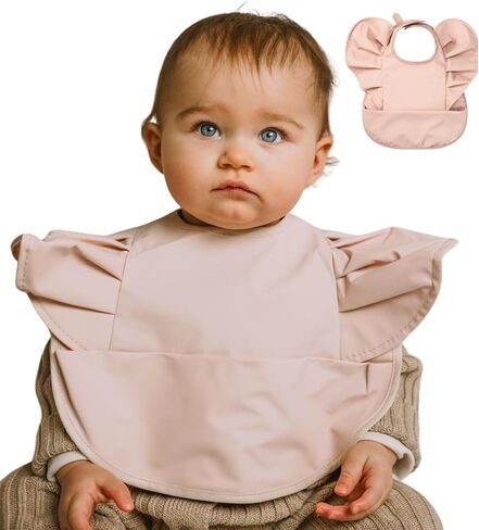 CuddoBaby Baby Bibs, Waterproof Feeding Bib with Large Pocket, Mess Proof, Wide Fit Adjustable, Quick Dry Food Catcher in Saudi Arabia