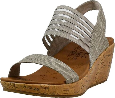 Skechers Women's Beverlee-Smitten Kitten Wedge Sandal, Black/Black, 10 M US in Saudi Arabia