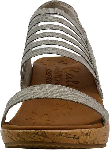 Skechers Women's Beverlee-Smitten Kitten Wedge Sandal, Black/Black, 10 M US in Saudi Arabia