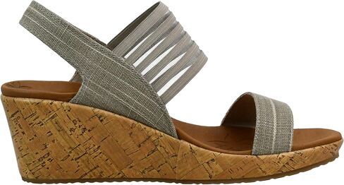 Skechers Women's Beverlee-Smitten Kitten Wedge Sandal, Black/Black, 10 M US in Saudi Arabia