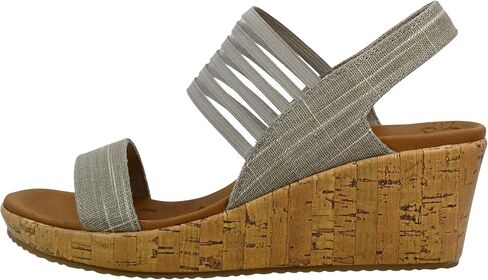 Skechers Women's Beverlee-Smitten Kitten Wedge Sandal, Black/Black, 10 M US in Saudi Arabia