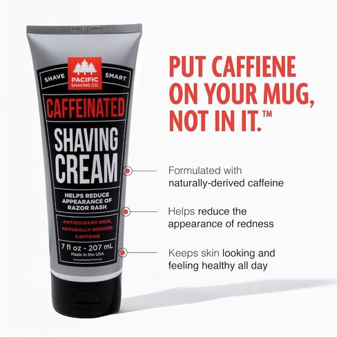 Pacific Shaving Company Caffeinated Shaving Cream - Caffeine, Shea Butter + Spearmint Antioxidant Shaving Cream - Clean Formula for a Hydrating, Redness Reducing + Irritation-Free Shave (7 Oz, 2 Pack) in Kuwait