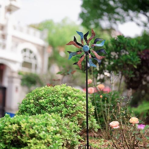 Metal Wind Spinners Outdoor, 21" Dia Colorful Wind Sculpture & Spinner, Large Kinetic Windmill for Garden Yard Patio Decor, 66" Tall in Saudi Arabia