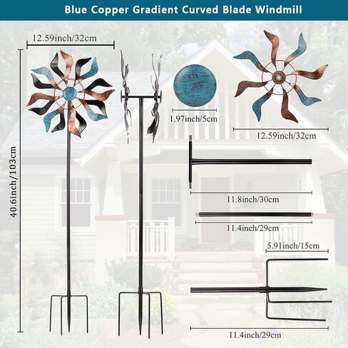 Metal Wind Spinners Outdoor, 21" Dia Colorful Wind Sculpture & Spinner, Large Kinetic Windmill for Garden Yard Patio Decor, 66" Tall in Saudi Arabia