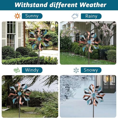 Metal Wind Spinners Outdoor, 21" Dia Colorful Wind Sculpture & Spinner, Large Kinetic Windmill for Garden Yard Patio Decor, 66" Tall in Saudi Arabia