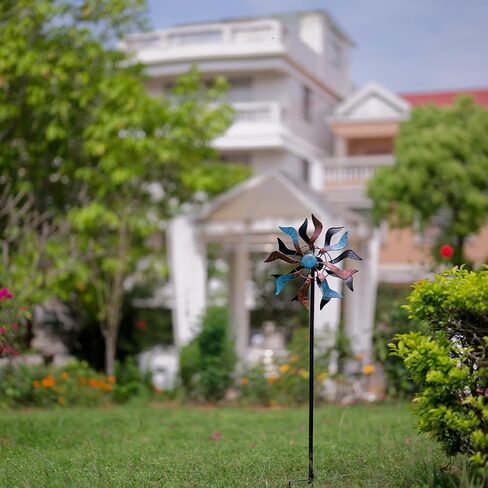 Metal Wind Spinners Outdoor, 21" Dia Colorful Wind Sculpture & Spinner, Large Kinetic Windmill for Garden Yard Patio Decor, 66" Tall in Saudi Arabia