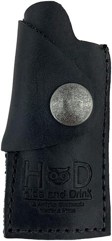 Hide & Drink, Rustic Leather Lighter Protective Case Handmade (Charcoal Black) in Saudi Arabia