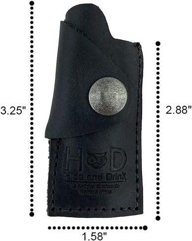Hide & Drink, Rustic Leather Lighter Protective Case Handmade (Charcoal Black) in Saudi Arabia