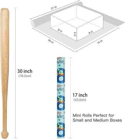 RUSPEPA 1st Birthday Boy Wrapping Paper - Mini Roll - Dinosaur Truck Happy Birthday Design for Boys' Birthday Party and More - 17 inches x 16.4 feet - 1 Year Old in Saudi Arabia