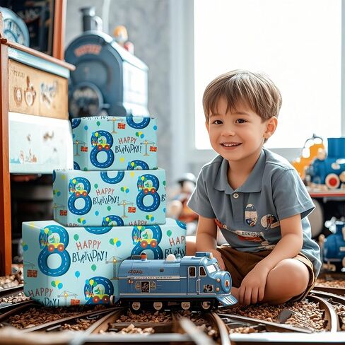 RUSPEPA 1st Birthday Boy Wrapping Paper - Mini Roll - Dinosaur Truck Happy Birthday Design for Boys' Birthday Party and More - 17 inches x 16.4 feet - 1 Year Old in Saudi Arabia