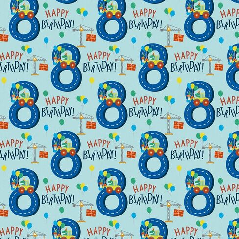 RUSPEPA 1st Birthday Boy Wrapping Paper - Mini Roll - Dinosaur Truck Happy Birthday Design for Boys' Birthday Party and More - 17 inches x 16.4 feet - 1 Year Old in Saudi Arabia