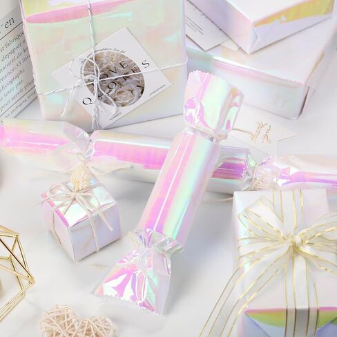 Burymento Holographic Iridescent Shiny Sparkle Metallic Glitter Blue Gift Wrapping Paper for Birthday, Valentines, Mothers day, Graduation, Wedding, Fathers day, Christmas (17 IN x 32.8 FT) in Saudi Arabia