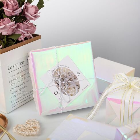 Burymento Holographic Iridescent Shiny Sparkle Metallic Glitter Blue Gift Wrapping Paper for Birthday, Valentines, Mothers day, Graduation, Wedding, Fathers day, Christmas (17 IN x 32.8 FT) in Saudi Arabia
