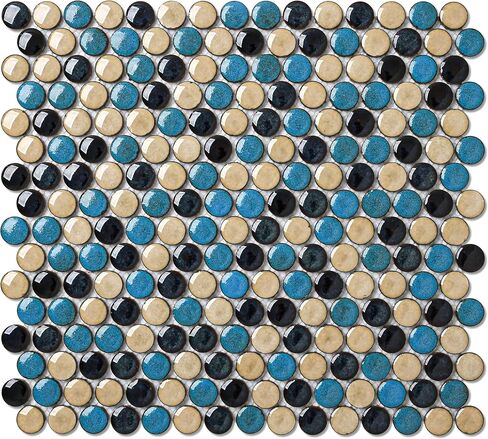 Penny Round Brown Tile Mottled Mosaic Tiles for Bathroom Shower Floor, Kitchen Backsplash, Accent Wall (Case of 5) in Saudi Arabia