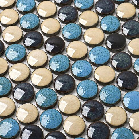 Penny Round Brown Tile Mottled Mosaic Tiles for Bathroom Shower Floor, Kitchen Backsplash, Accent Wall (Case of 5) in Saudi Arabia