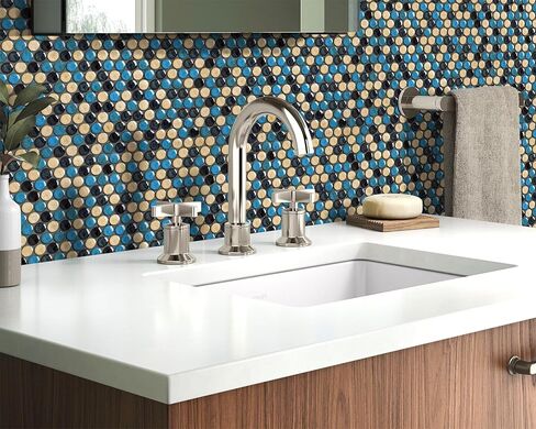 Penny Round Brown Tile Mottled Mosaic Tiles for Bathroom Shower Floor, Kitchen Backsplash, Accent Wall (Case of 5) in Saudi Arabia