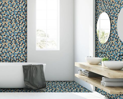 Penny Round Brown Tile Mottled Mosaic Tiles for Bathroom Shower Floor, Kitchen Backsplash, Accent Wall (Case of 5) in Saudi Arabia