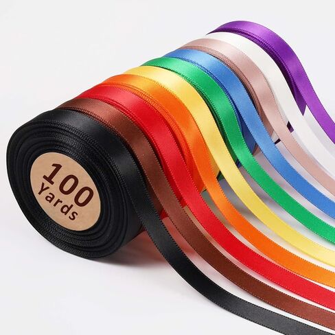 LaRibbons 3/8 Inch 100 Yard Satin Ribbon for Crafts,10 Yd/Roll 10 Rolls Pink Double Faced Satin Ribbon Pack for Gift,Wedding Party Decoration in Saudi Arabia
