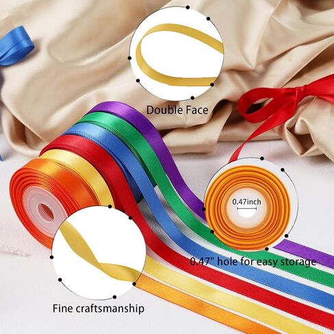 LaRibbons 3/8 Inch 100 Yard Satin Ribbon for Crafts,10 Yd/Roll 10 Rolls Pink Double Faced Satin Ribbon Pack for Gift,Wedding Party Decoration in Saudi Arabia