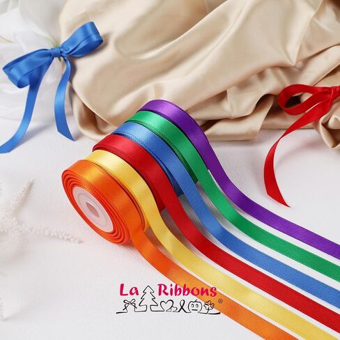 LaRibbons 3/8 Inch 100 Yard Satin Ribbon for Crafts,10 Yd/Roll 10 Rolls Pink Double Faced Satin Ribbon Pack for Gift,Wedding Party Decoration in Saudi Arabia