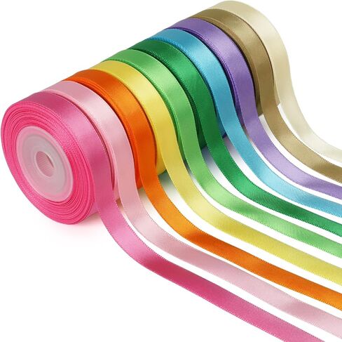 LaRibbons 3/8 Inch 100 Yard Satin Ribbon for Crafts,10 Yd/Roll 10 Rolls Pink Double Faced Satin Ribbon Pack for Gift,Wedding Party Decoration in Saudi Arabia