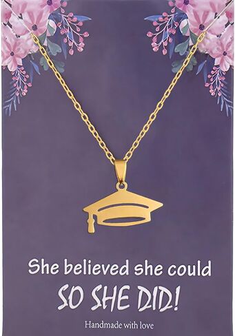 Personalized Graduation Cap Necklace for Her,Graduation Gifts for College/Nursing/Masters Degree/High School/8th Grade/5th Grade,Class of 2025 (golden) in Saudi Arabia