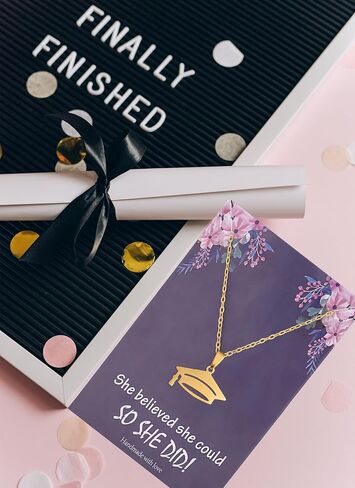 Personalized Graduation Cap Necklace for Her,Graduation Gifts for College/Nursing/Masters Degree/High School/8th Grade/5th Grade,Class of 2025 (golden) in Saudi Arabia