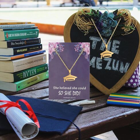 Personalized Graduation Cap Necklace for Her,Graduation Gifts for College/Nursing/Masters Degree/High School/8th Grade/5th Grade,Class of 2025 (golden) in Saudi Arabia