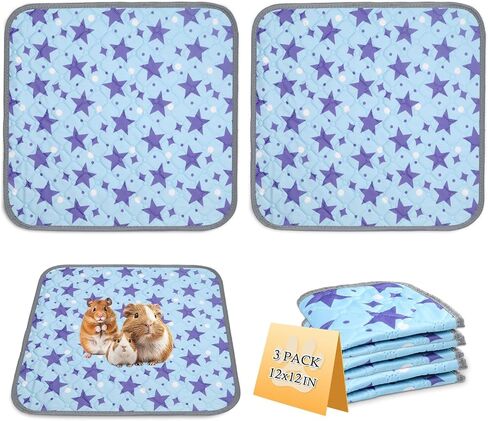 2 Pack Reusable Guinea Pig Cage Liners, 47" x 24" Washable Guinea Pig Pee Pads, Super Absorbent Waterproof Anti Slip Pee Pad, Guinea Pig Bedding Mat for Rabbit Hamster Small Animals - Blue in Saudi Arabia