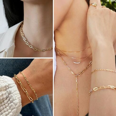 16.5FT 18K Gold Plated Paperclip Chains Roll, 4.3mm Gold Stainless Steel Textured Paperclip Link Chains Spool Bulk for Jewelry Making in Saudi Arabia